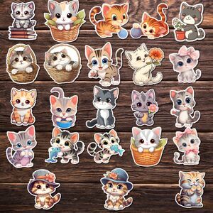 23-Piece Cute Cat Kawaii Sticker Bundle – 2” Adorable Vinyl Stickers